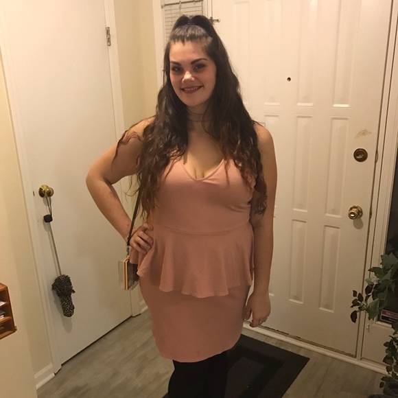 Forever 21 Dresses & Skirts - nude peplum choker tank dress